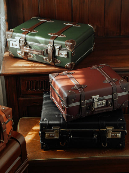 Retro Style Leather Look Suitcase Storage Box for Storage