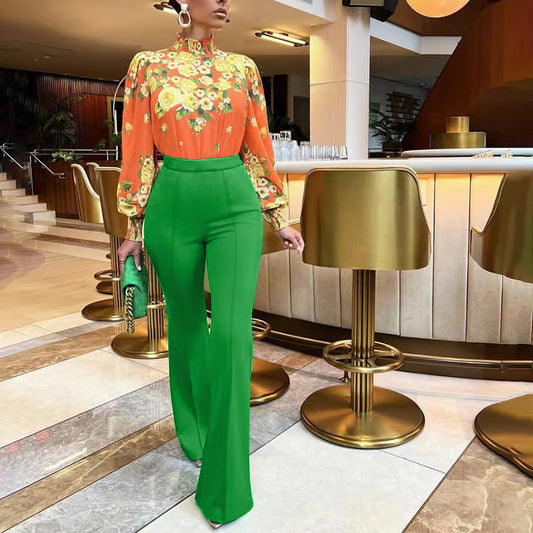 Buy Trendy Slim Fit Flared High Waist Wide Leg Women’s Pants