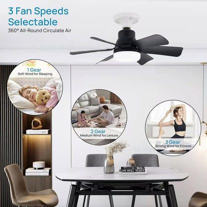 E27 Smart Ceiling Fan with Light and Easy Screw Installation