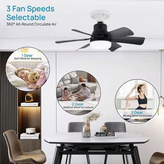 E27 Smart Ceiling Fan with Light and Easy Screw Installation