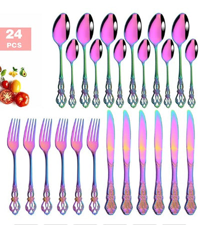Gold Plated Stainless Steel Spoon Western Dinnerware Set