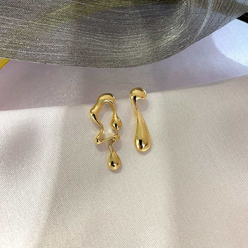 925 Silver Asymmetric Lava Earrings