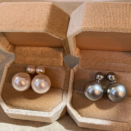 925 Silver Pearl Earrings Retro Geometric Design
