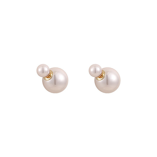 925 Silver Pearl Earrings Retro Geometric Design