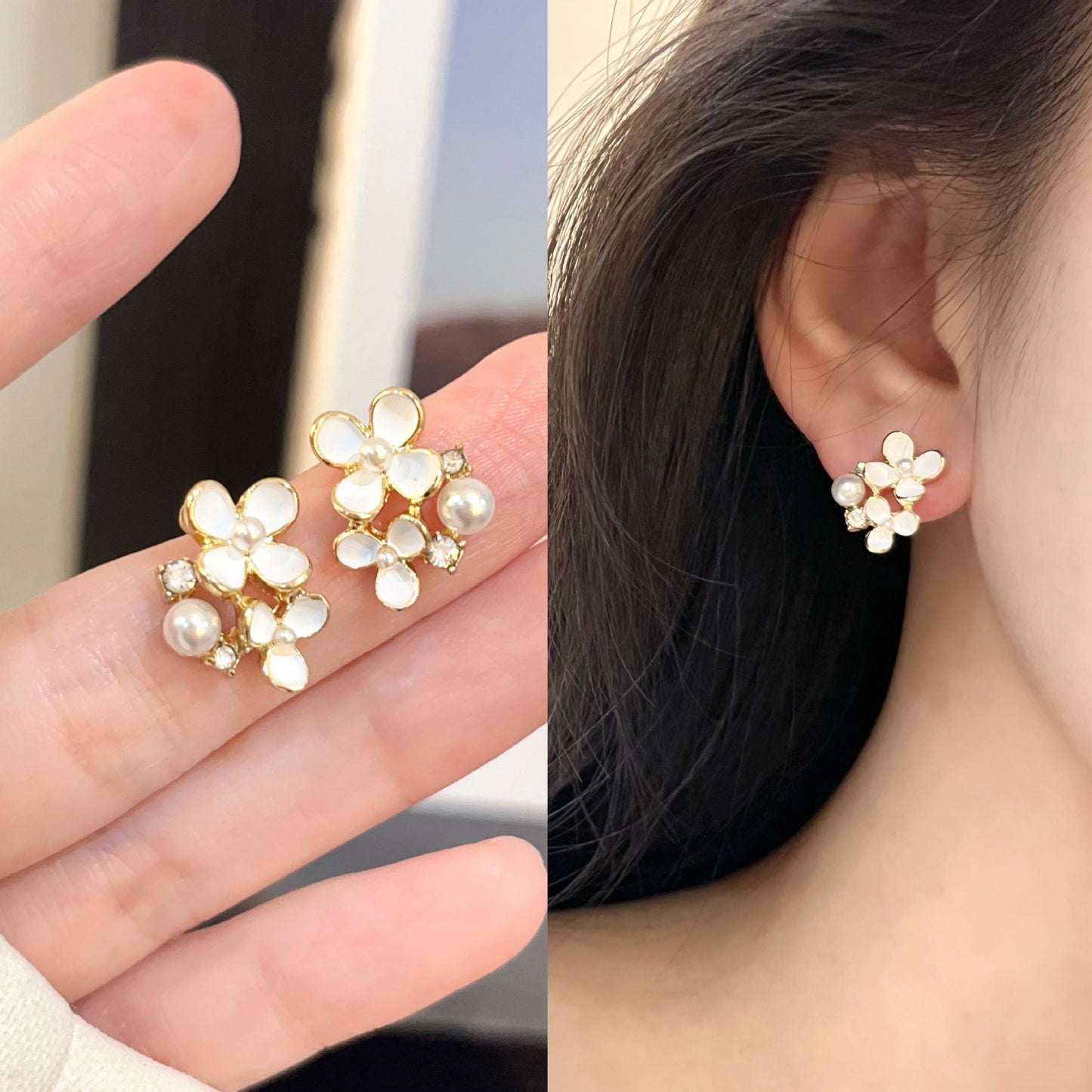 925 Sterling Silver Needle Pearl Earrings