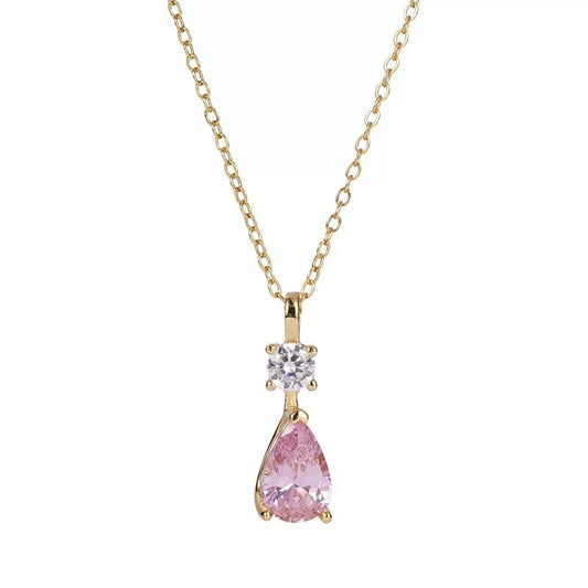 925 Sterling Silver Powder Diamond Teardrop Necklace for Women