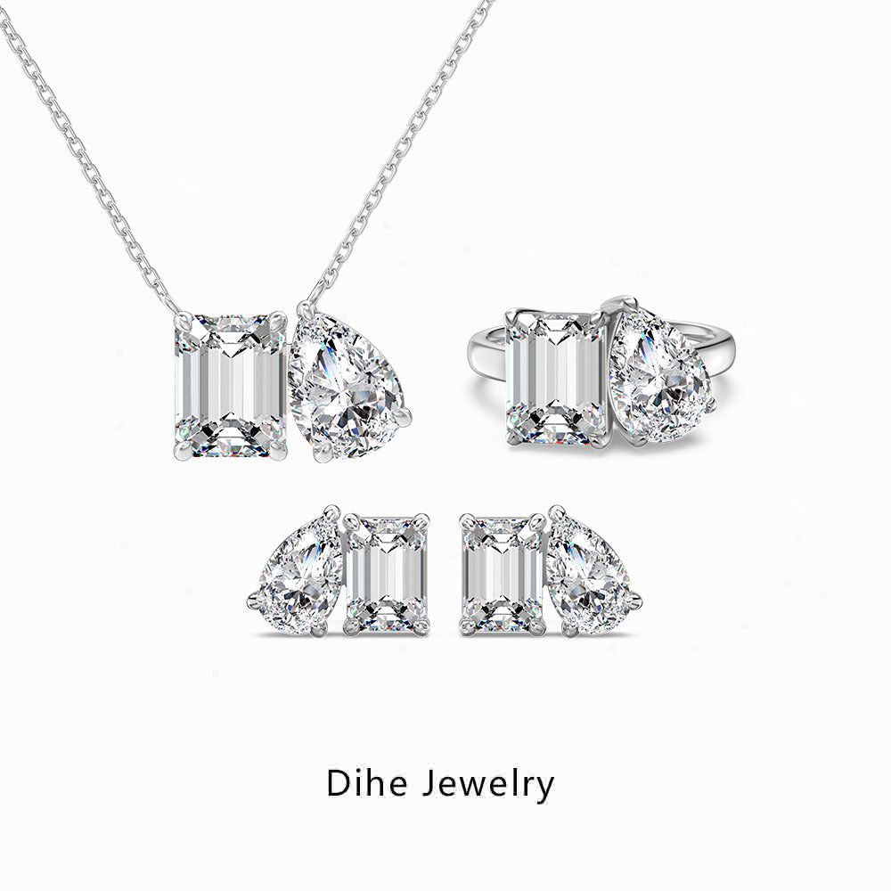 925 Sterling Silver Ring Necklace Earrings Set