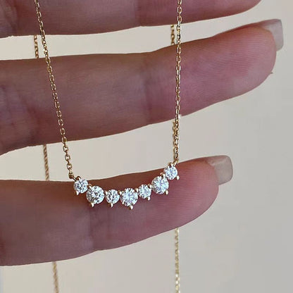 925 Sterling Silver Smile Necklace 18K Gold Plated Zircon Pendant