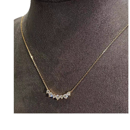 925 Sterling Silver Smile Necklace 18K Gold Plated Zircon Pendant
