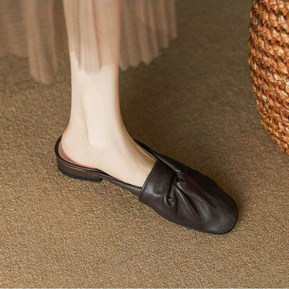 Soft Leather Low Heel Sandals for Women Comfort