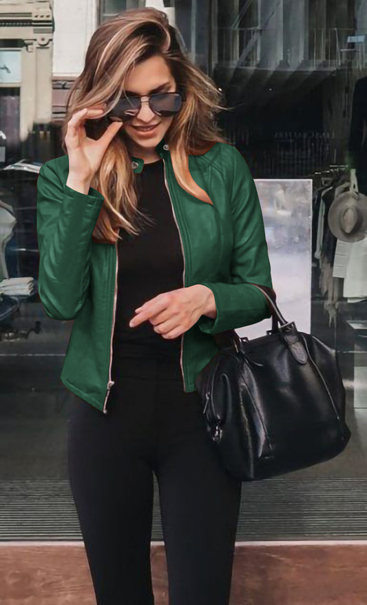 Fashionable leather jackets for women in autumn and winter
