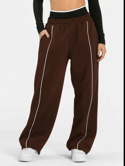 Black and White Wide-Leg Sweatpants Casual Streetwear Fit
