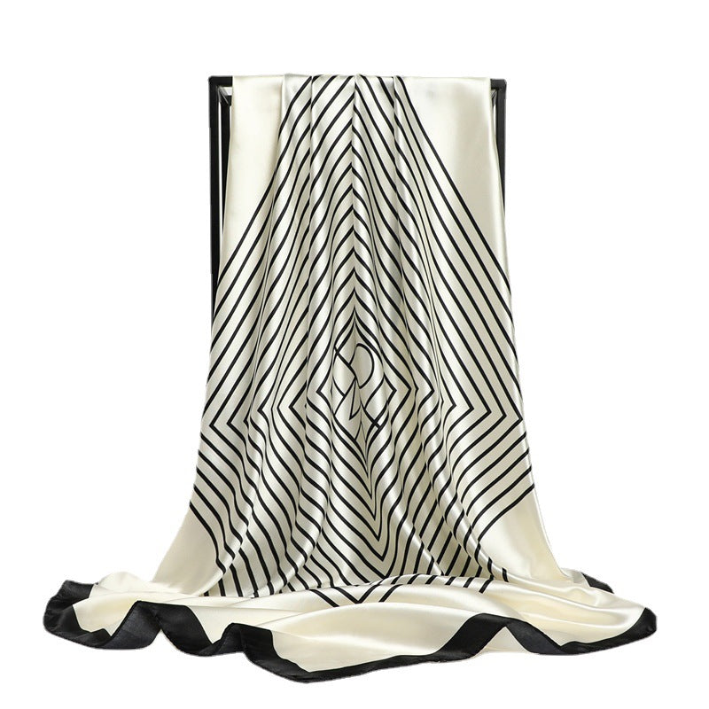 Nordic-striped Silk Scarf for Women – Influencer Style Look