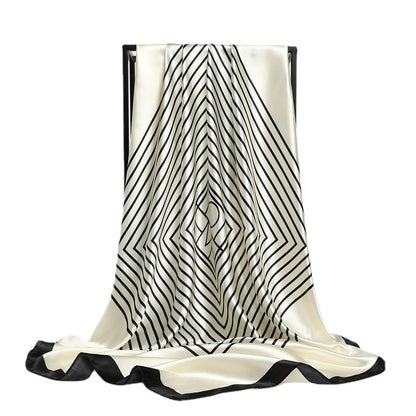 Nordic-striped Silk Scarf for Women – Influencer Style Look