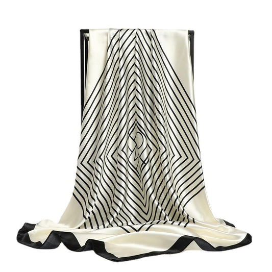 Nordic-striped Silk Scarf for Women – Influencer Style Look
