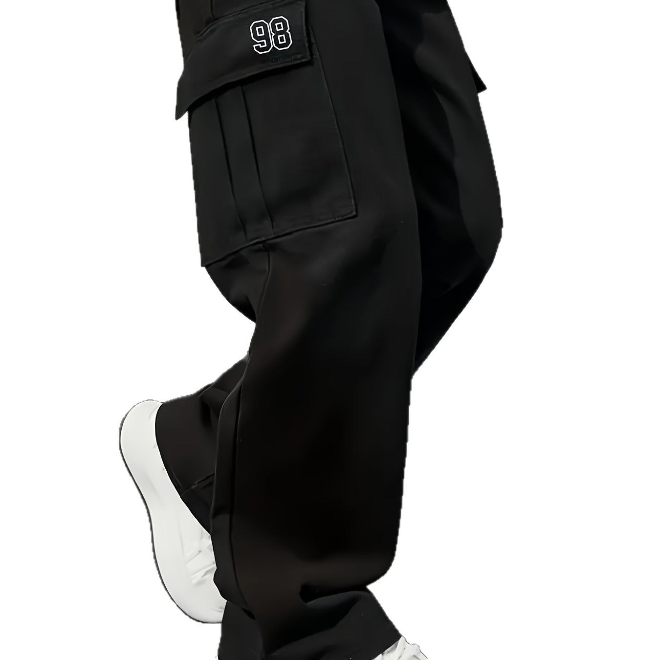Loose Fit Men's Work Pants with Adjustable Drawstring Waist