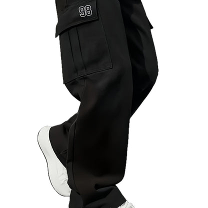 Loose Fit Men's Work Pants with Adjustable Drawstring Waist
