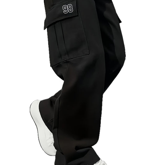 Loose Fit Men's Work Pants with Adjustable Drawstring Waist
