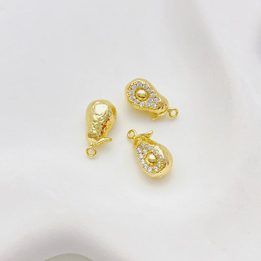 14K Gold Plated Zircon Studded Fruit Pendant Fashion Jewelry