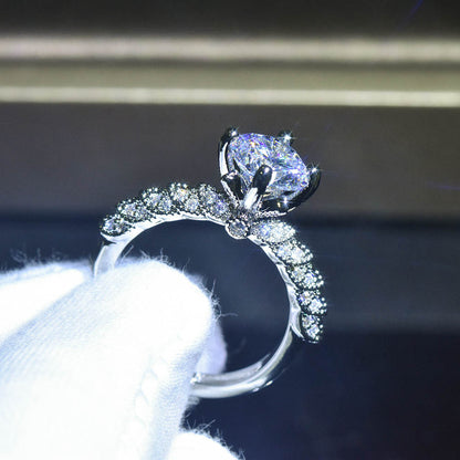 Women’s Moissanite Fortune Ring with Platinum Plating