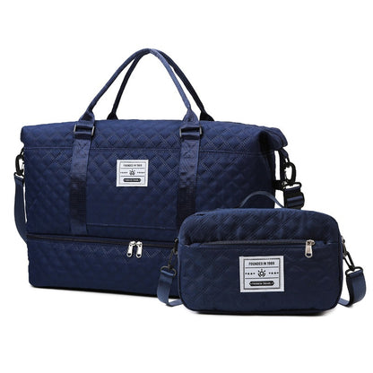 Large Capacity Quilted Embroidered Crossbody Travel Bag