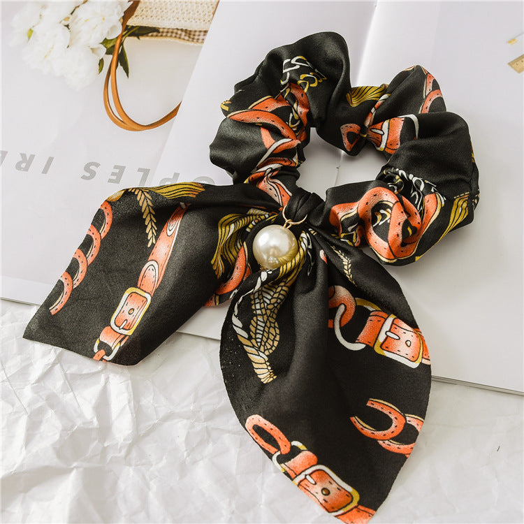 Pearl Pendant Large Hair Band – Knotted Big Bow Hair Rope
