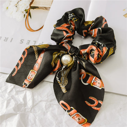Pearl Pendant Large Hair Band – Knotted Big Bow Hair Rope