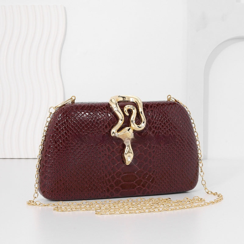 European American Snake Print Evening Tote for Women