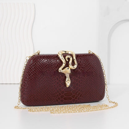 European American Snake Print Evening Tote for Women