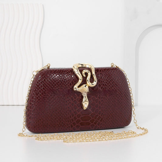 European American Snake Print Evening Tote for Women