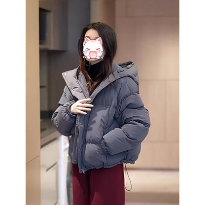 Buy Winter Korean-Style Cropped Hooded Cotton Jacket for Women
