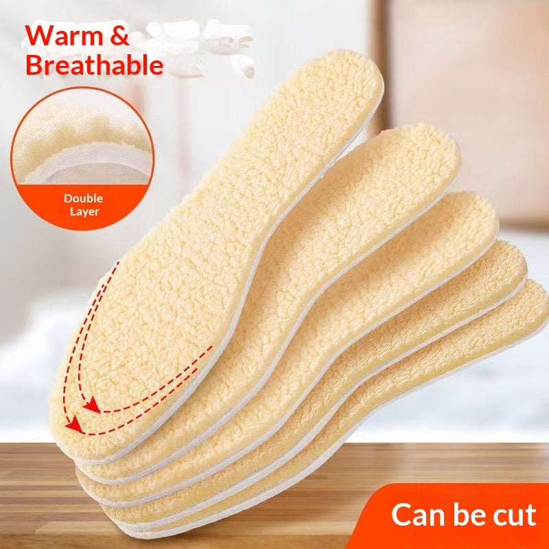 Winter Fleece-lined Extra-thick Wool Insoles Warm & Comfortable