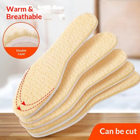 Winter Fleece-lined Extra-thick Wool Insoles Warm & Comfortable