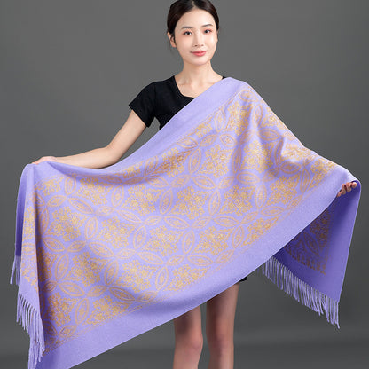 Buy Autumn Winter Golden Silk Lily Embroidered Xinjiang Cashmere