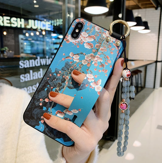 Rose Flowers Wrist Strap Phone Case – Compatible with iPhone