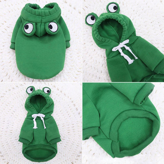 Soft Warm Cat & Dog Clothes – Funny Halloween Frog Sweatshirt