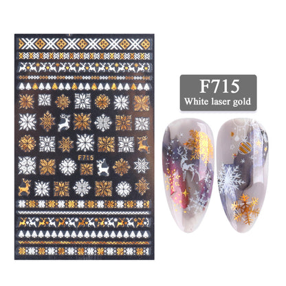3D Christmas Nail Art Stickers – Golden Laser Snowflake Set
