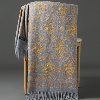 Buy Autumn Winter Golden Silk Lily Embroidered Xinjiang Cashmere