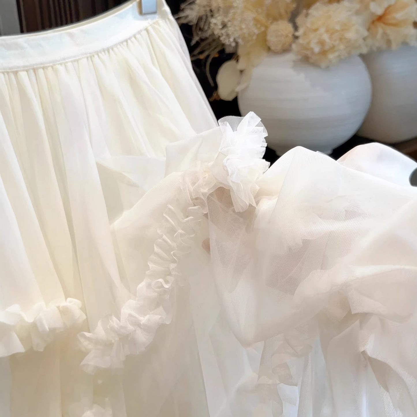 Women’s Fashion Irregular Ruffle Trim Mesh Skirt Stylish & Chic