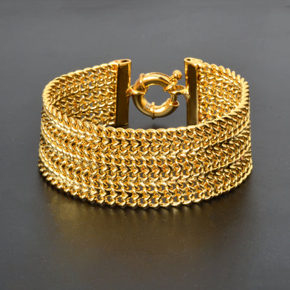 Buy Minimalist Double-Row Chain Wide Mesh Bracelet Elegant Design