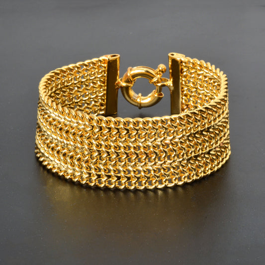 Buy Minimalist Double-Row Chain Wide Mesh Bracelet Elegant Design