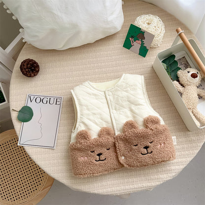 Children’s Cartoon Fleece Vest Windproof Thick Winter Jacket