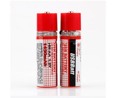 2 x USB 1450mAh Rechargeable Batteries Charge with USB Ease