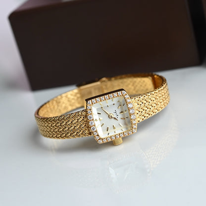 Vintage Square Watch for Women with Dainty Wheat Design