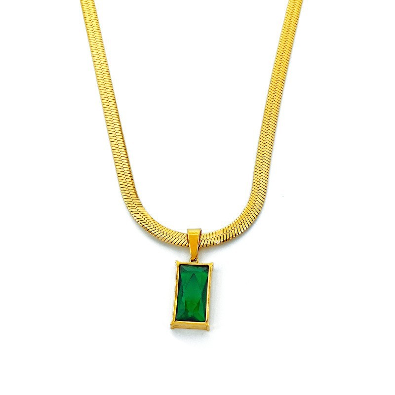 Luxury Blade Chain Pendant Emerald Zircon Advanced Light Sense