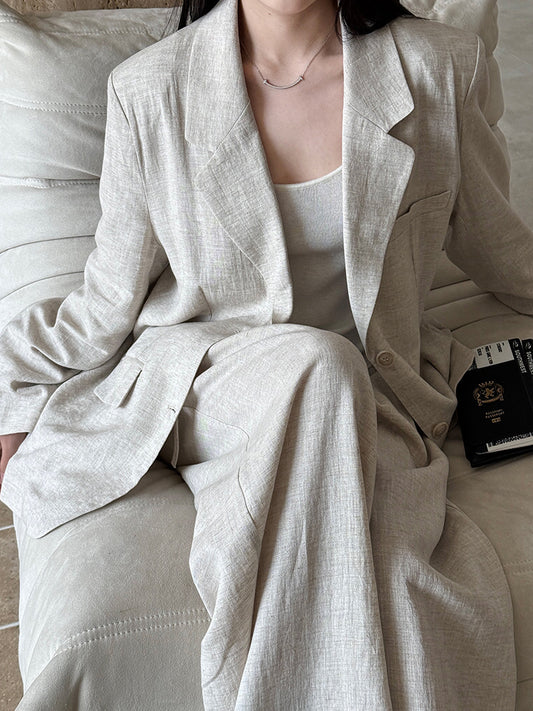 Sophisticated Tencel Linen Blazer and Pants Suit for Women