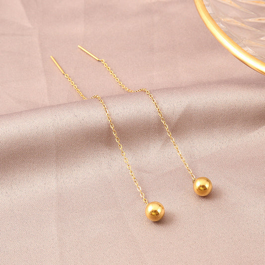Titanium Steel Bead Earrings Korean Style Chic Jewelry Wear