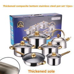 12pcs Gold Thickened Bottom Set B+Kettle
