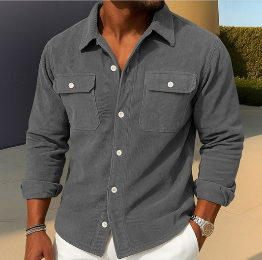 Men’s Loose-fit Corduroy Shirt-coat – Comfortable & Stylish