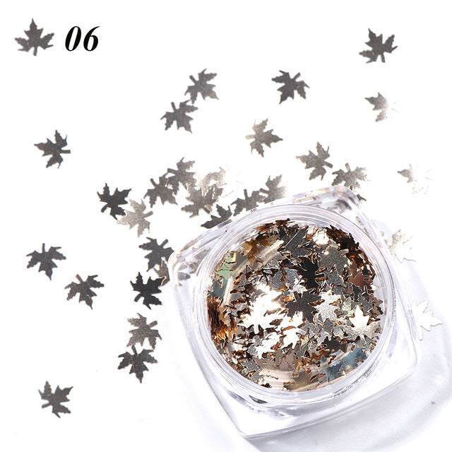 Maple Leaf Gradient Nail Sequins Stylish Nail Decorations